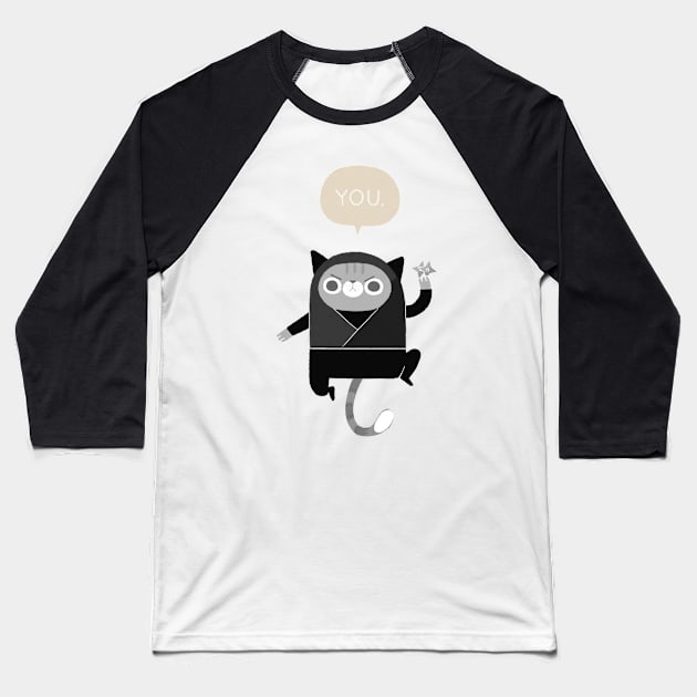 Ninja Cat Baseball T-Shirt by jennso